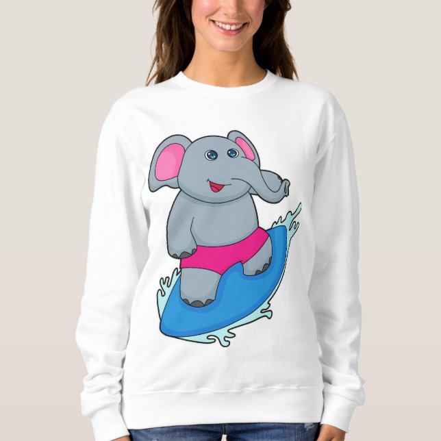 Sweatshirt Elephant as surfer avec surf (Devant)