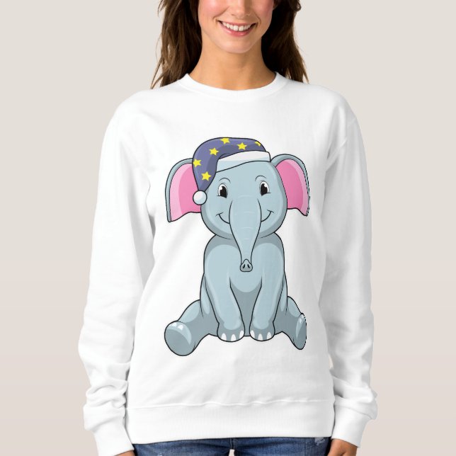 Sweatshirt Eléphant au coucher avec casquette de nuit (Devant)