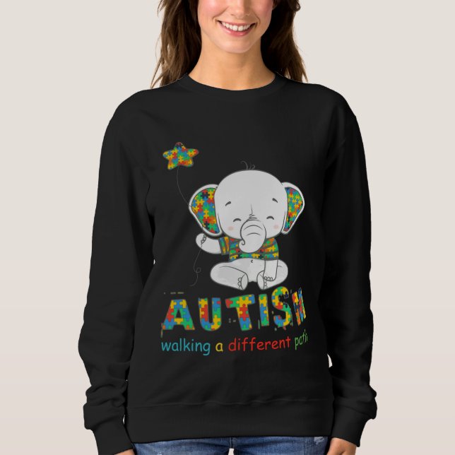 Sweatshirt Elephant Autism Walking A Different Path Fitted (Devant)