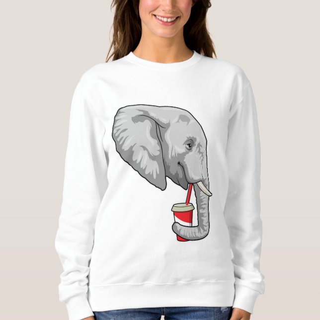 Sweatshirt Eléphant avec boisson (Devant)