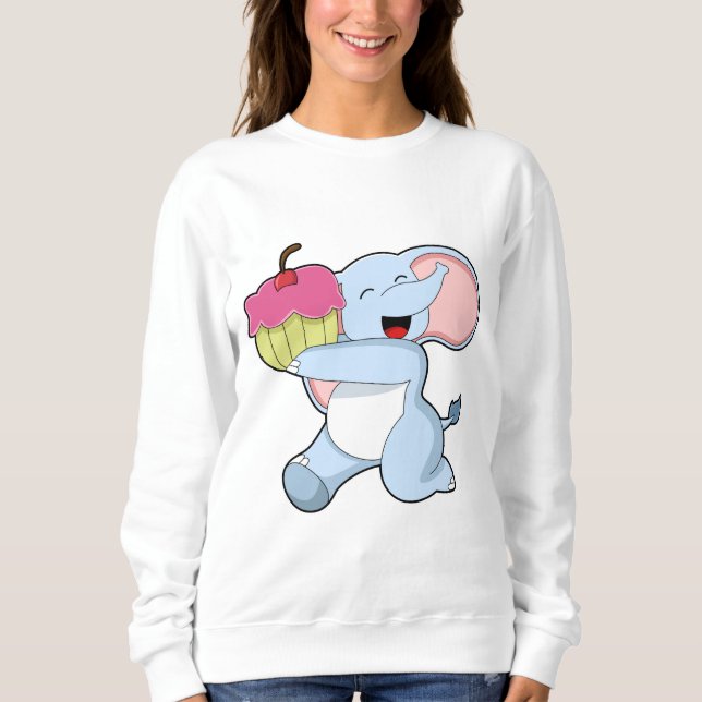 Sweatshirt Éléphant avec Gâteau (Devant)