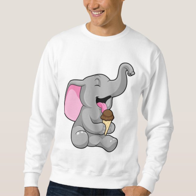 Sweatshirt Éléphant avec glace au gaufre au chocolat (Devant)