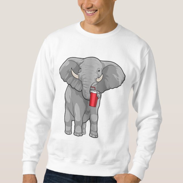 Sweatshirt Eléphant Boire de la tasse (Devant)