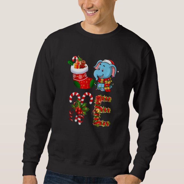 Sweatshirt Elephant Christmas Lights Led  Santa Hat Christmas (Devant)