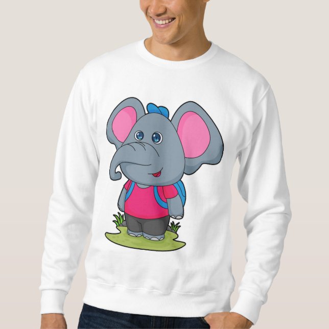 Sweatshirt Elephant comme randonneur avec sac à dos (Devant)