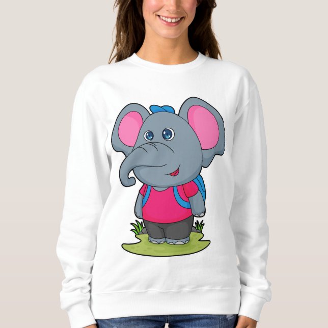 Sweatshirt Elephant comme randonneur avec sac à dos (Devant)