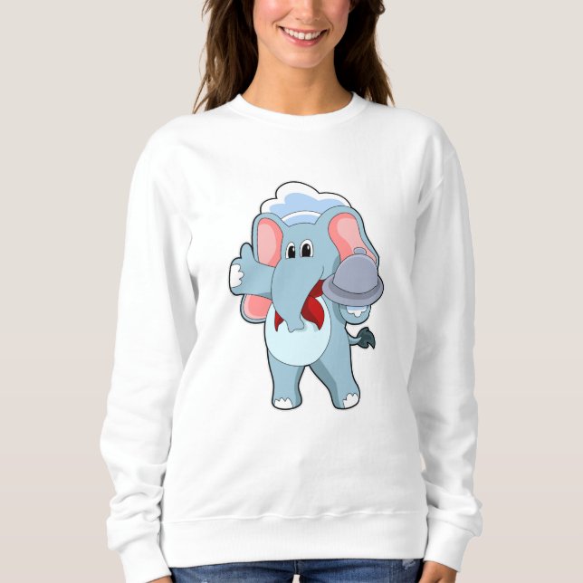 Sweatshirt Elephant comme serveur avec Plattre (Devant)