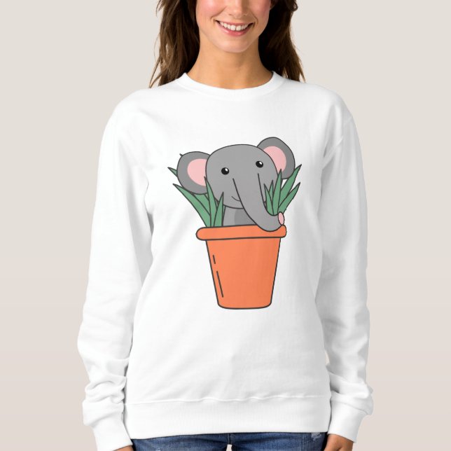 Sweatshirt Elephant Dans Blumentop Funny Elephant Plantes (Devant)