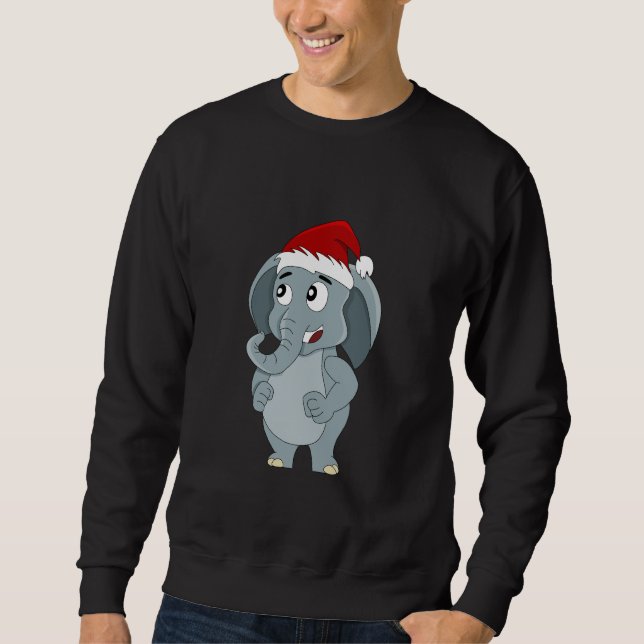 Sweatshirt éléphant de Noël dessin animé (Devant)