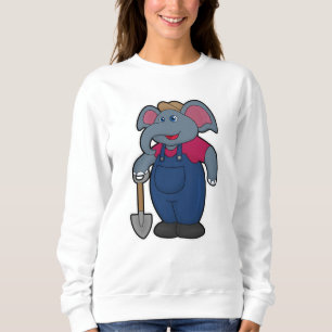 Sweatshirt Elephant en tant que fermier avec Shovel