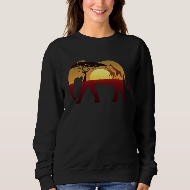 Sweatshirt Elephant giraffe on the safari (Devant)