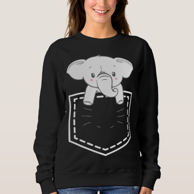 Sweatshirt Elephant In Poket Elephants   For Men Women (Devant)