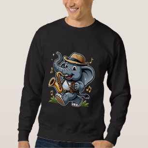 Sweatshirt Elephant Jouer Saxophone Drôle Musique Animal Amou