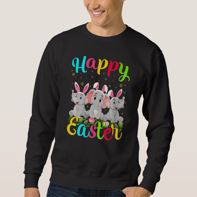 Sweatshirt Elephant Lapin Oeuf Pâques Éléphant Joyeux Pâques (Devant)