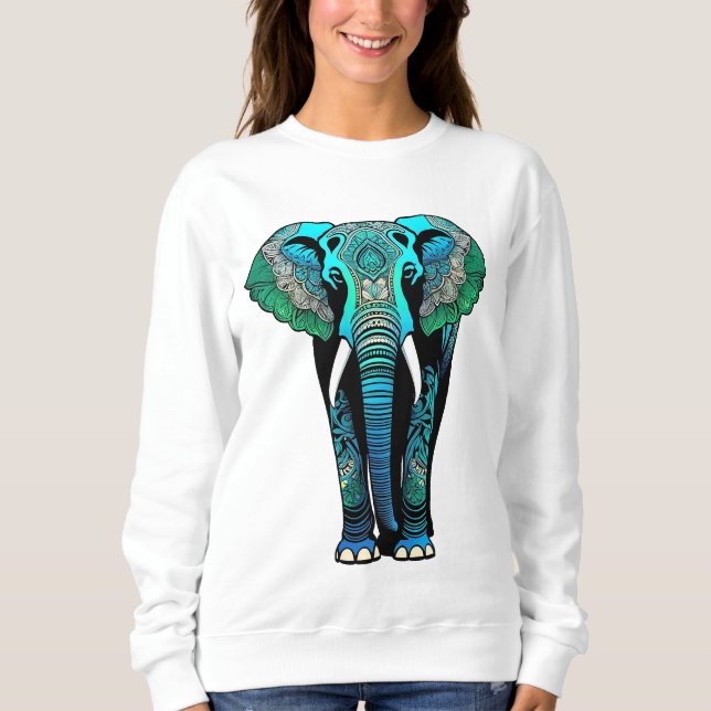 Sweatshirt Eléphant tribal coloré - Faune Artistique (Devant)