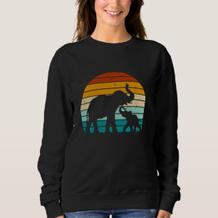 Sweatshirt Elephant Vintage Retro Sunset Funny Maman Papa