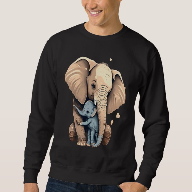 Sweatshirt Elephant Zookeeper Elephant Mom Hugging A Child El (Devant)