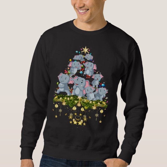Sweatshirt Elephants Christmas Tree Lights Holiday Elephant (Devant)
