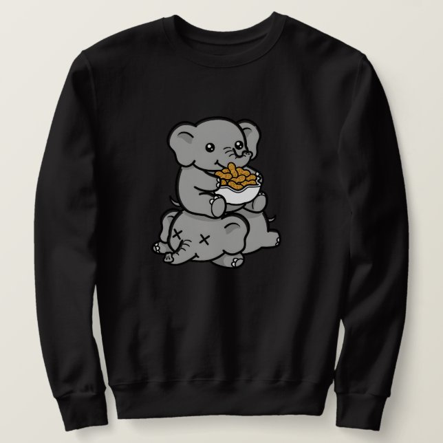 Sweatshirt Éléphants de dessin animé mignons mangeant des cac (Design devant)