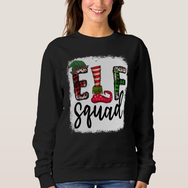 Sweatshirt Elf Squad Elf Pieds Joyeux Leopard de Noël Plaid B (Devant)
