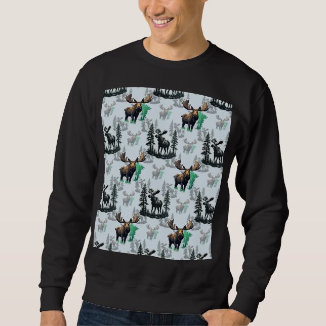 Sweatshirt Elk Moose Antlers Deer Design Motif (Devant)