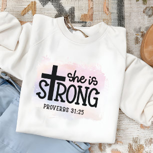 Sweatshirt Elle est forte Bible contre femme
