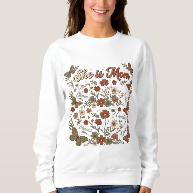 Sweatshirt Elle est maman forte choisie capable (Devant)
