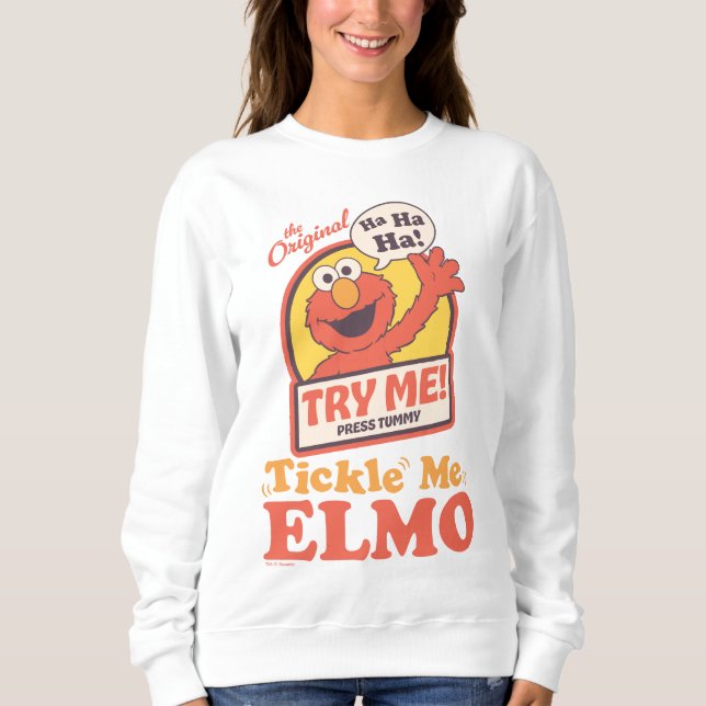 Sweatshirt Elmo qui fait coucou graphique rétro Tickle Me Elm (Devant)