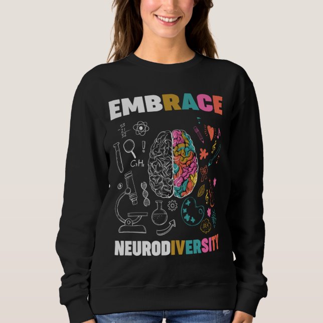 Sweatshirt Embrace Neurodiversity Brain Embrace Adhd Autism A (Devant)