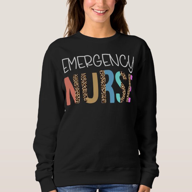 Sweatshirt Emergency Nurse Bohemian Cheetah Leopard Print Pat (Devant)