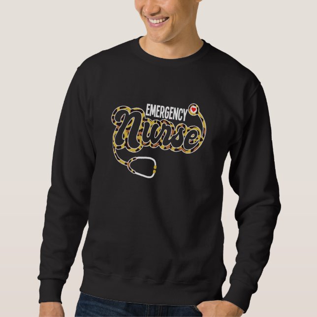 Sweatshirt Emergency Nurse Stethoscope Heart Leopard Print RN (Devant)