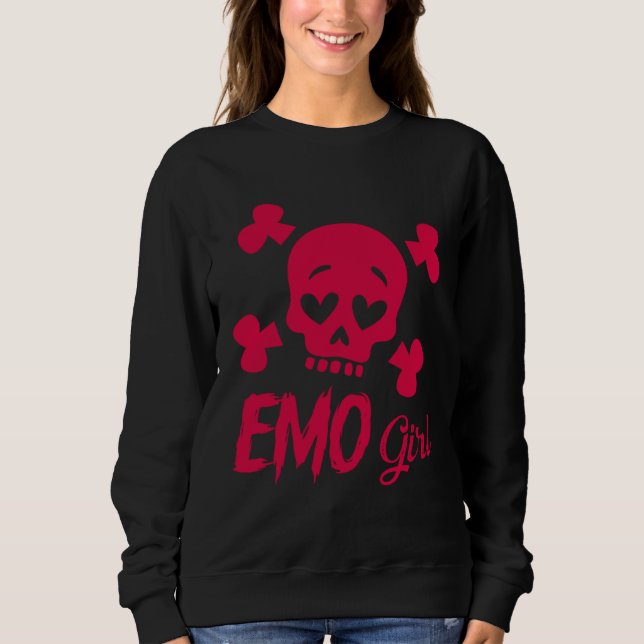 Sweatshirt Emo Girl Pink Skull Goth Scene Kid Emo Music 2000s (Devant)