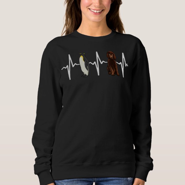 Sweatshirt Empereur Penguin Irish Water Spaniel Heartbeat Chi (Devant)