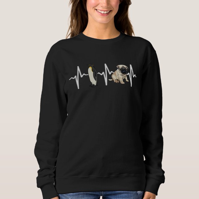 Sweatshirt Emperor Penguin Pug Heartbeat Dog (Devant)