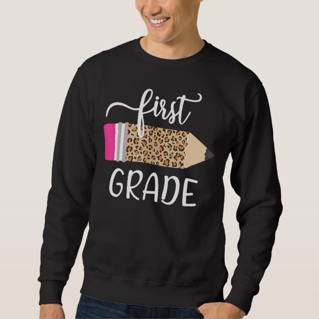 Sweatshirt Empreinte de léopard Bonjour 1ère année 1ère jour  (Devant)