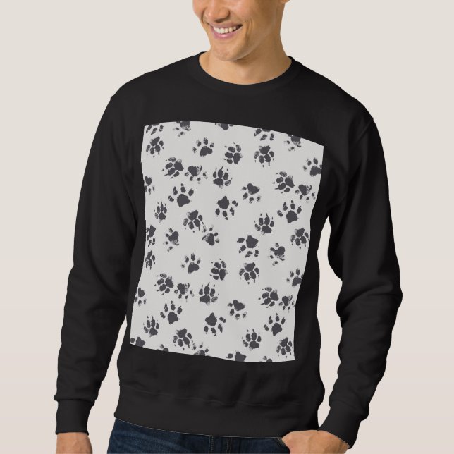 Sweatshirt Empreintes Paw : Chien Monochrome Sans Seamless. (Devant)