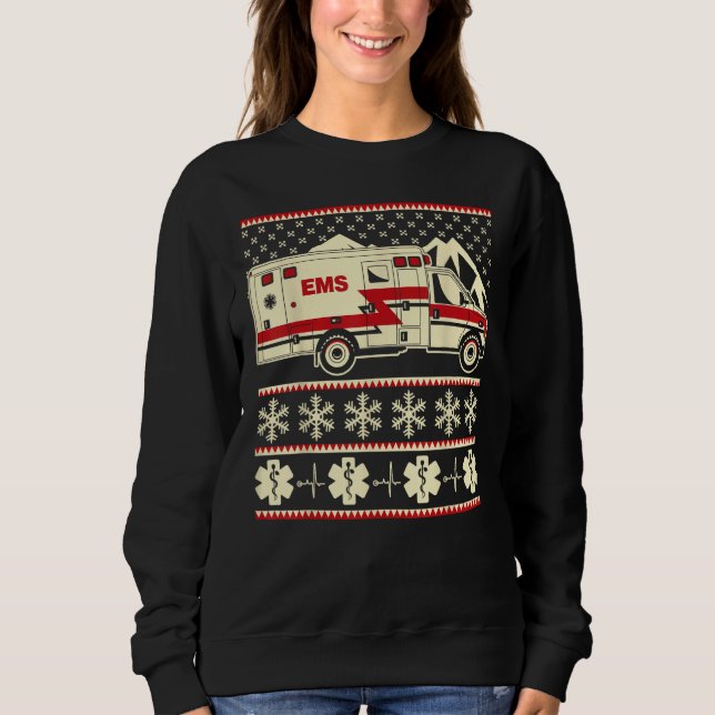 Sweatshirt EMT Funny répugnant pull de Noël avec ambulance et (Devant)