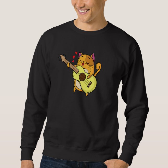 Sweatshirt en amour Chat joue Guitare 1 (Devant)