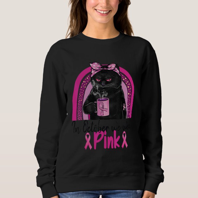 Sweatshirt En Octobre Nous Portons Chat Rose (Devant)