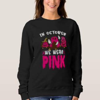 Sweatshirt En Octobre Nous Portons Ruban Rose Fantôme Citroui