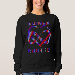 Sweatshirt En septembre, nous portons du rouge et du bleu pou