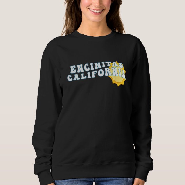 Sweatshirt Encinitas California CA Retro Wavy Souvenir Vacati (Devant)