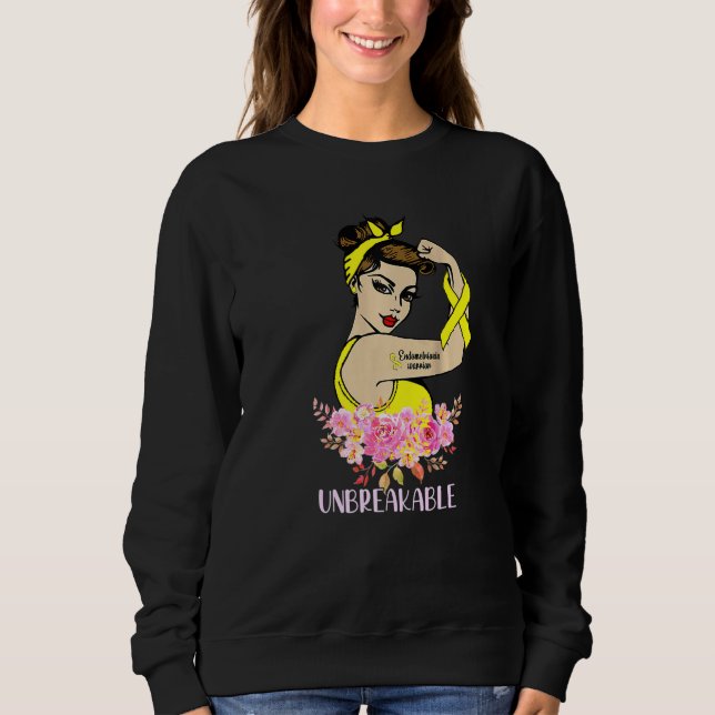 Sweatshirt Endometriose Guerrier Arme Incassable Tatouage Str (Devant)
