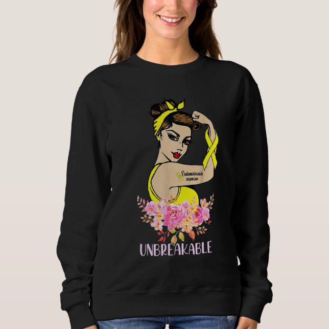 Sweatshirt Endometriose Guerrier Arme Incassable Tatouage Str (Devant)