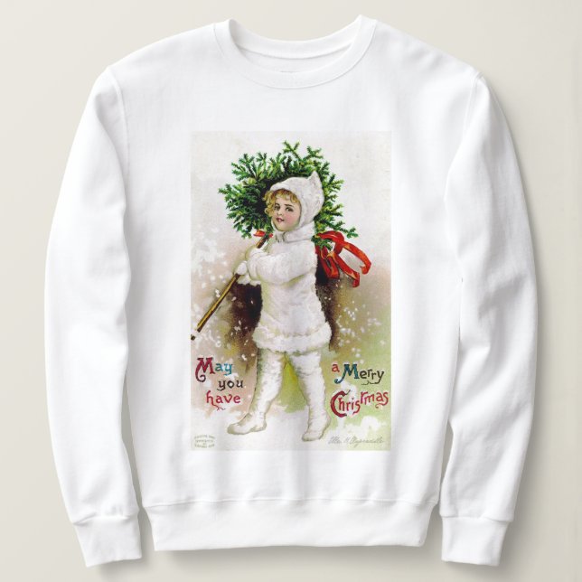 Sweatshirt Enfant vintage avec sapin de Noël (Design devant)