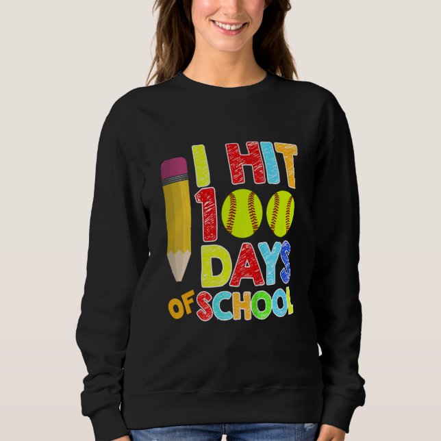 Sweatshirt Enfants 100e jour d'école baseball j'ai frappé 100 (Devant)