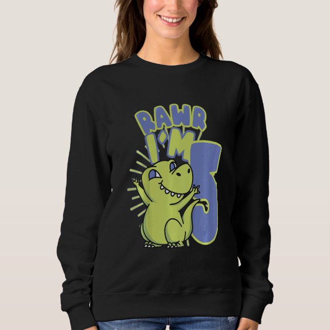 Sweatshirt Enfants 5 ans Dino pour 5e anniversaire Rex Dinosa (Devant)