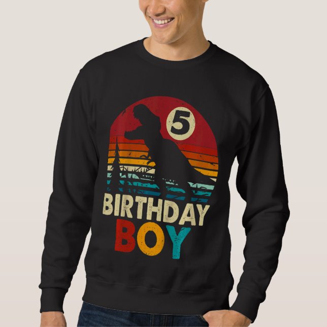 Sweatshirt Enfants 5Anniversaire Dinosaur Rex 5 ans Garçons B (Devant)