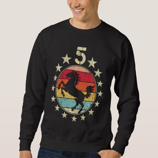 Sweatshirt Enfants 5e anniversaire Cheval 5e année Anniversai (Devant)