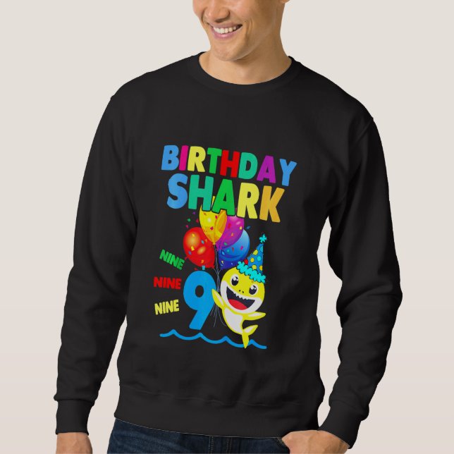 Sweatshirt Enfants Bébé Requin Anniversaire Garçon 9 ans Doo  (Devant)